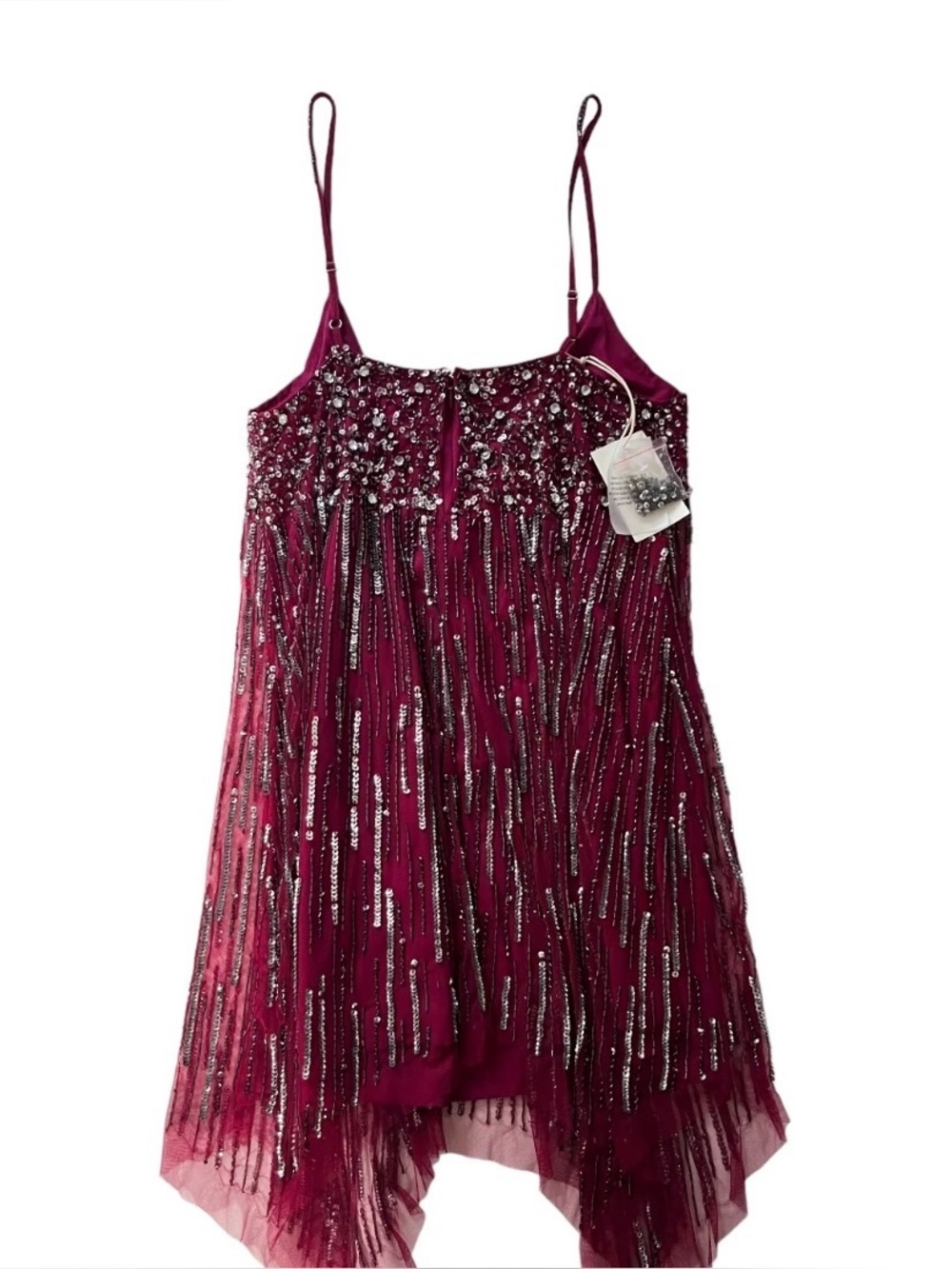 Tularosa Fuchsia Sequin Fringe Slip Dress
